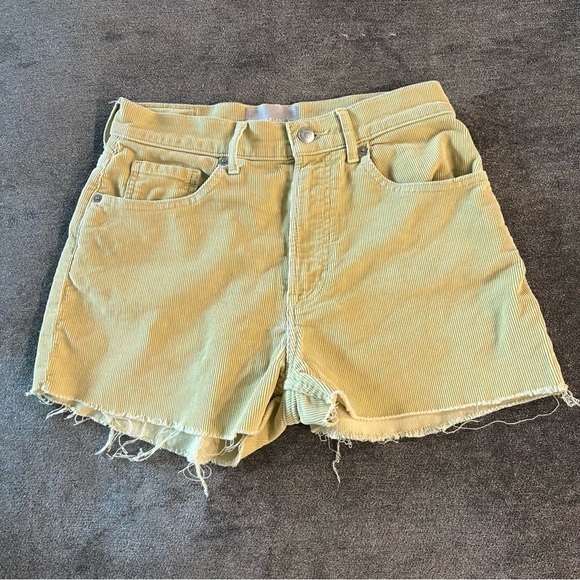 Everlane Gold Corduroy Baby Cord Cheeky Cut Off High Waisted Shorts 27 - Picture 1 of 10